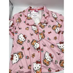 Hello Kitty Snowman Pajama Pink Cuffed Top Only HTF - New With Tags